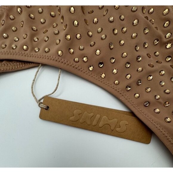 SKIMS Kim Kardashian Sparkle Thong Swarovski Crystal Sienna Brown Women's 2X - Picture 3 of 6